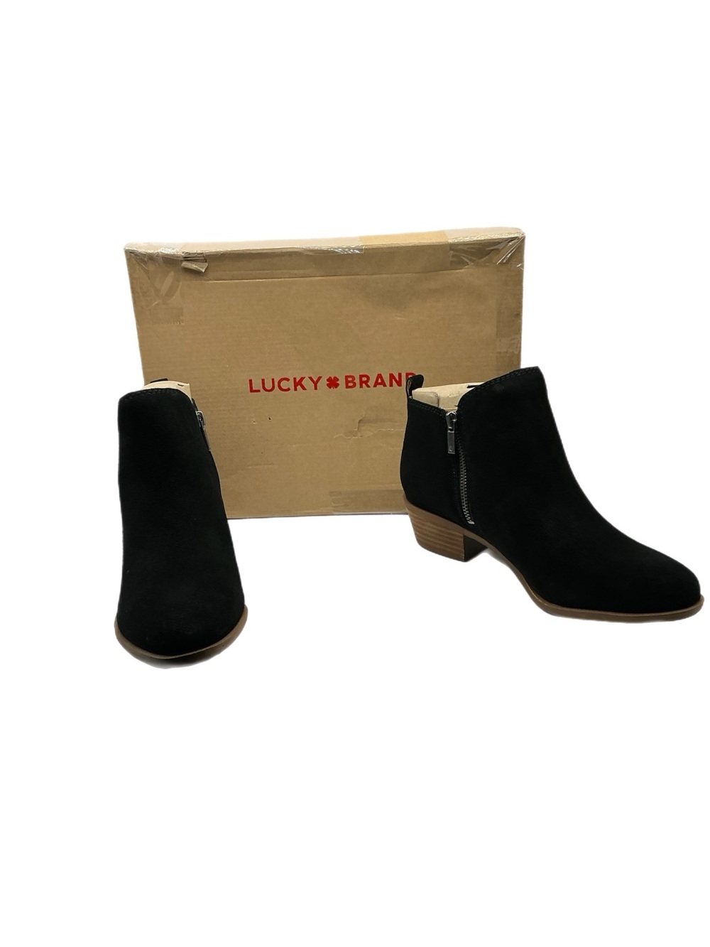 Lucky Brand LK-Basel Black Suede Ankle Boots Booties 8.5W NIB